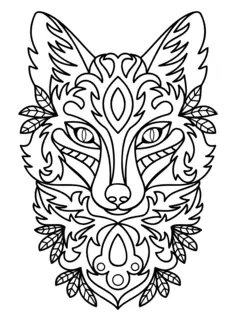 Ornamental fox line art