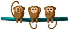 Three cartoon monkeys