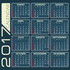 Blue 2017 calendar