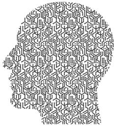 Cyber head vector silhouette