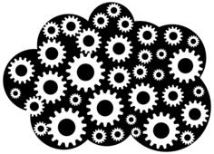 Cloud with gears vector silhouette