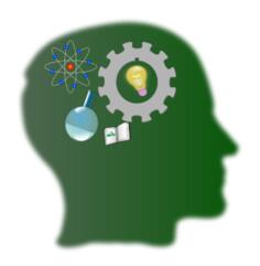 Green head with knowledge icons
