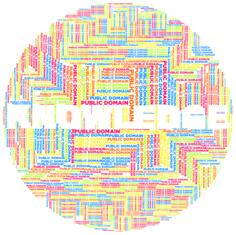 Circle with ''public domain'' texting
