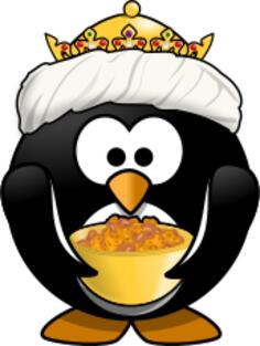 King tux with golden bowl