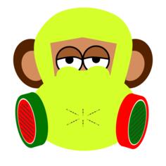 Monkey with gas mask