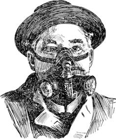 Man in gas mask