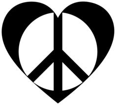 Heart and peace symbol silhouette