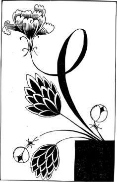 Japanese flowers in black and white