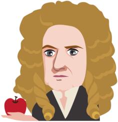 Sir Isaac Newton holding an apple