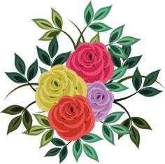 Colorful roses sprig