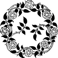Floral wreath in black and white