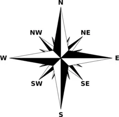 Compass rose in black and white color