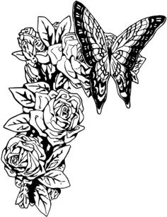 Butterfly and roses