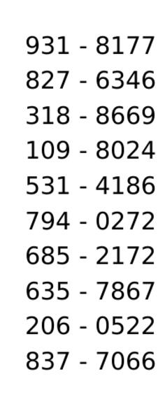 Numbers in rows and columns
