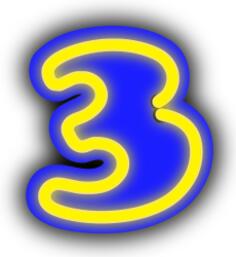 Number three in neon lights