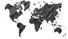 Scribbled world map