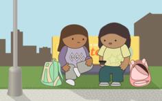 School kids waiting for the bus