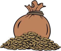 Bag of gold coins
