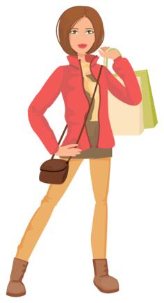 Shopping girl cartoon image