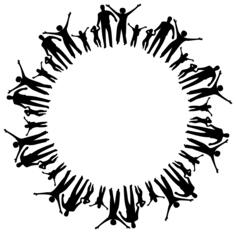 Happy family circle silhouette