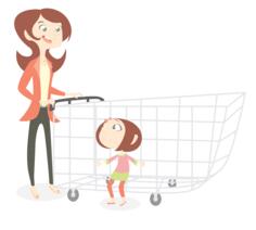 Mom shopping with daughter