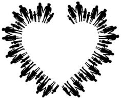 Family silhouette heart