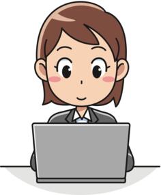 Female computer user vector icon