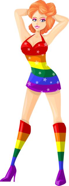 Ginger-haired lady in LGBT colors