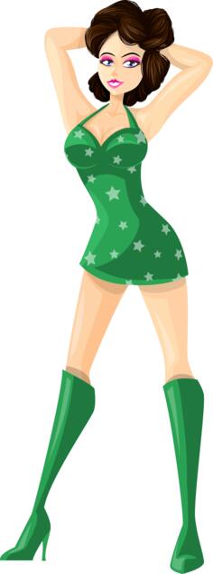 Young lady in green clothes vector image