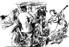 Lady entertaining men