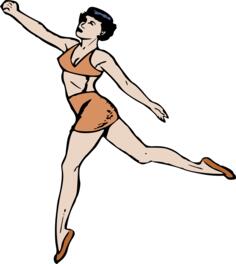 Lady in retro clothes doing exercises