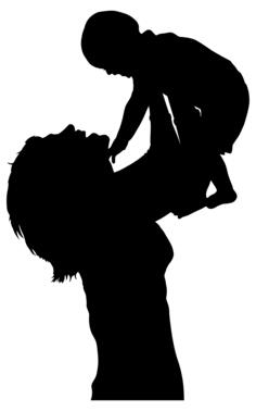 Mother and baby silhouette image