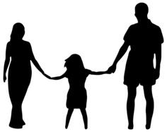 Family of three silhouette