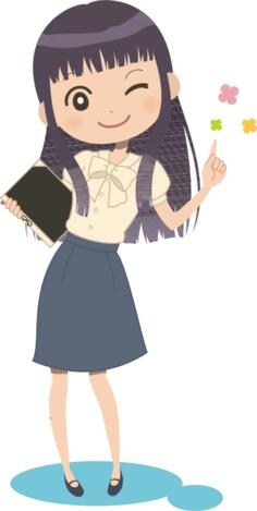 Winking girl with book