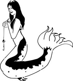 Black and white mermaid