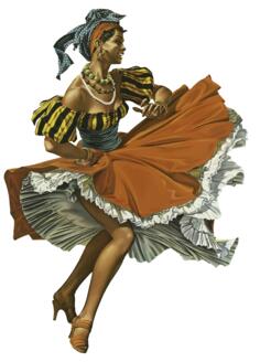 Vintage Caribbean dancing woman