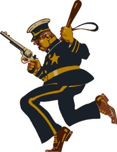 Policeman in action