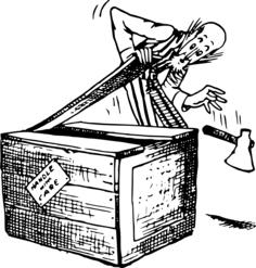 Man opens box