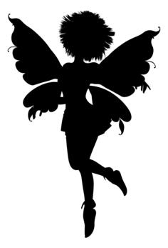 Spiky-haired fairy silhouette