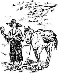 Johnny Appleseed and horse