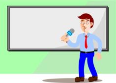 Male presenter with mic
