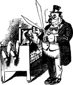 Evil man with scissors