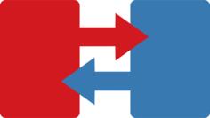 Red and blue files and arrows