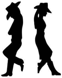 Male and female cowboys
