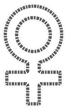 Female symbol and piano keys