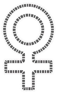 Female symbol and piano keys