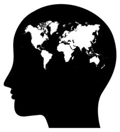 Female brain with world's map