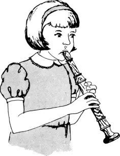 Girl playing a recorder