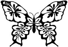 Butterfly flower line art