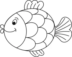 Outlined cartoon fish
